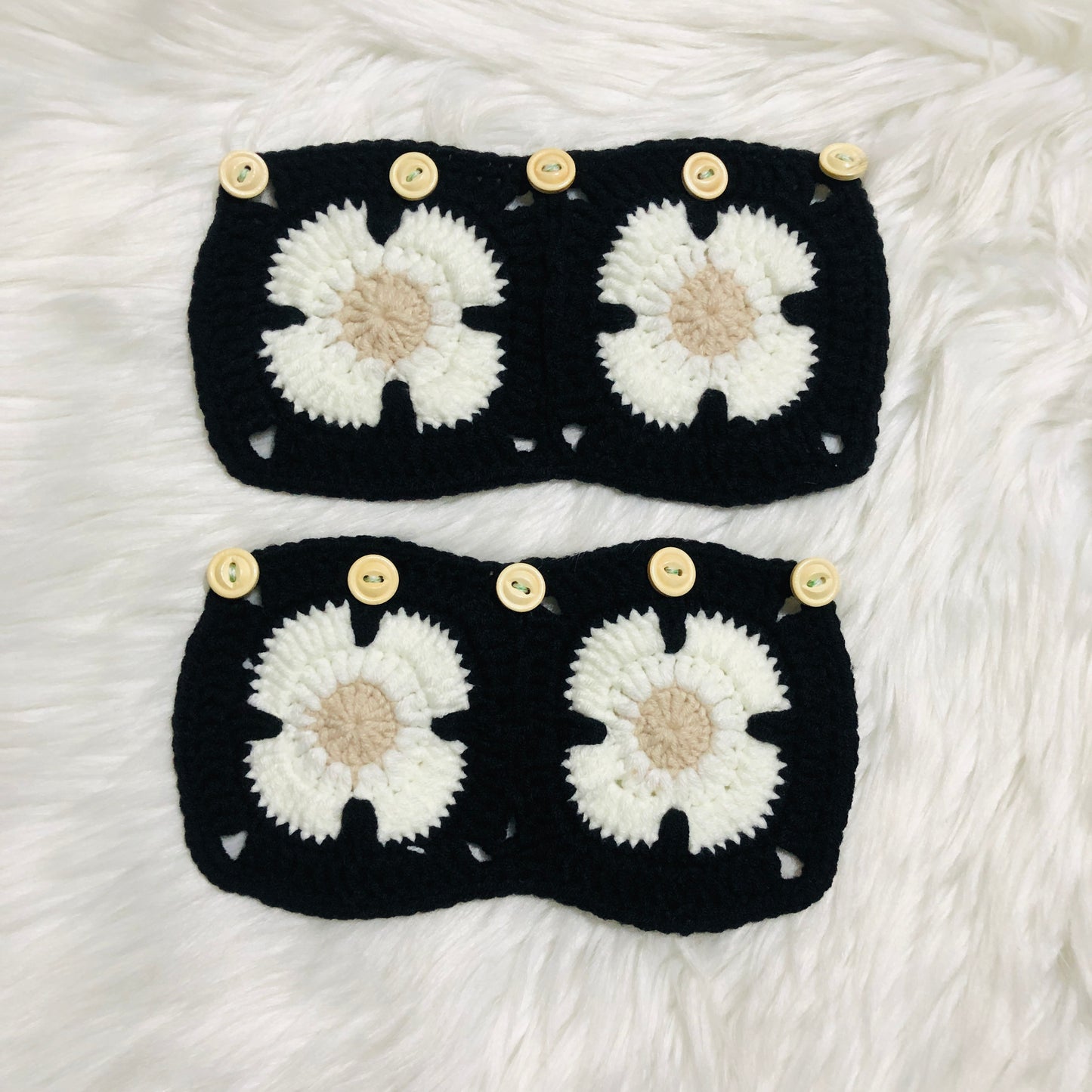 Steering Wheel Cover for women, Crochet black flower seat belt Cover, Car Accessories decorations