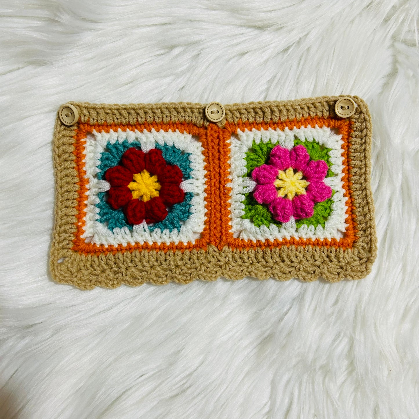 Steering Wheel Cover for women, Crochet Ginger puff light brown flower seat belt Cover, Car Accessories decorations