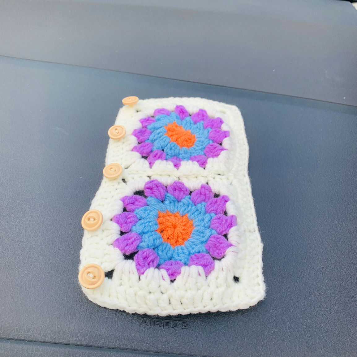 Crochet handmade Steering Wheel Cover for women, cute daisy flower seat belt Cover, Car interior Accessories decorations