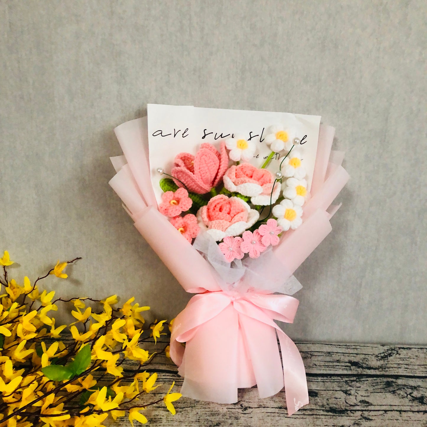 Crochet sunflower rose Banquet, handmade Flower for Mother, Mother's Day Gift, Wedding Flowers, Bridal Flowers, Graduation Gift
