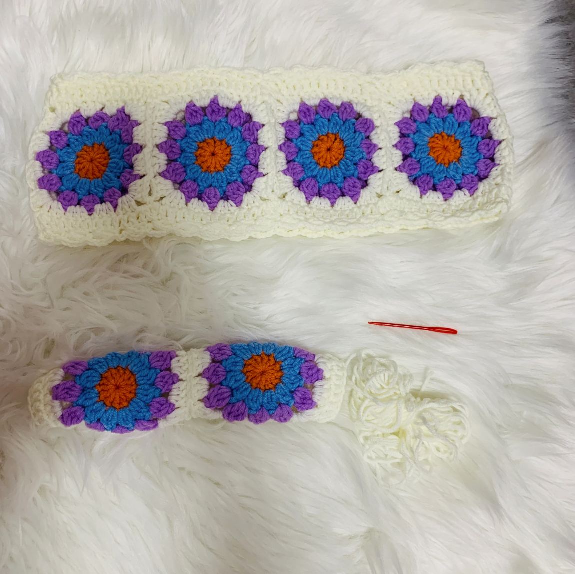 Crochet handmade Steering Wheel Cover for women, cute daisy flower seat belt Cover, Car interior Accessories decorations