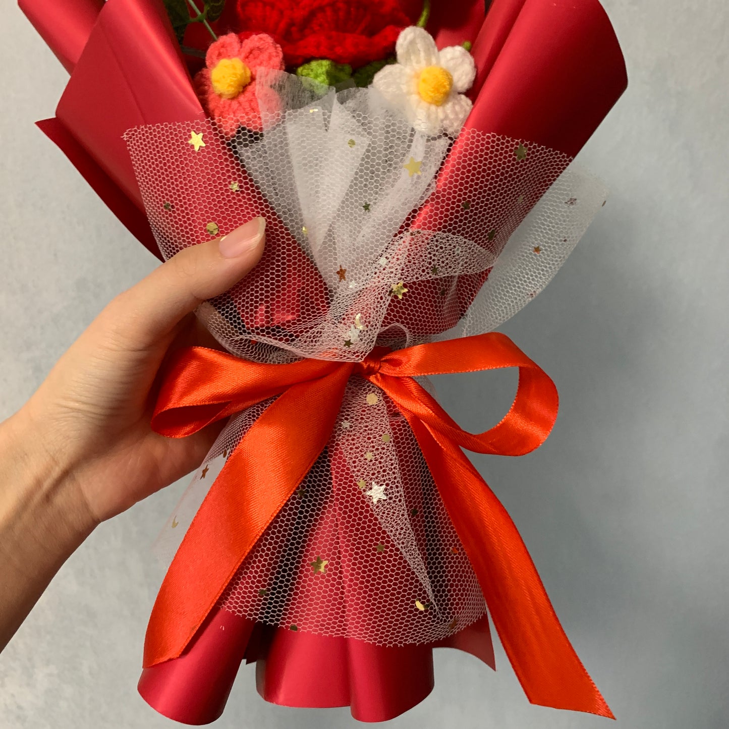 Crochet flowers, rose flower ornaments, cute A bunch of flower Anniversary bouquet Gift for her flower ornaments