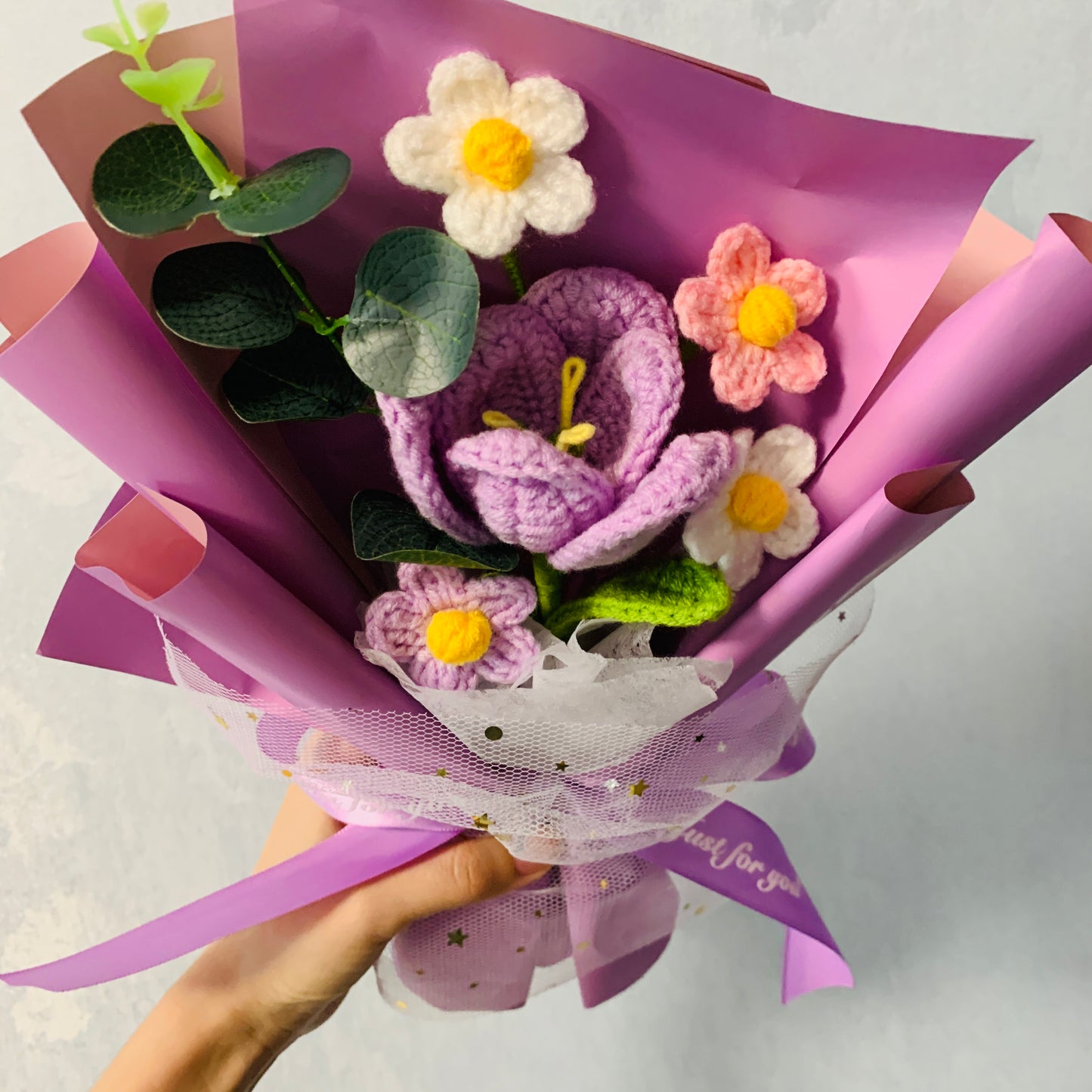 Crochet flowers, tulip flower ornaments, cute A bunch of flower Anniversary bouquet Gift for her