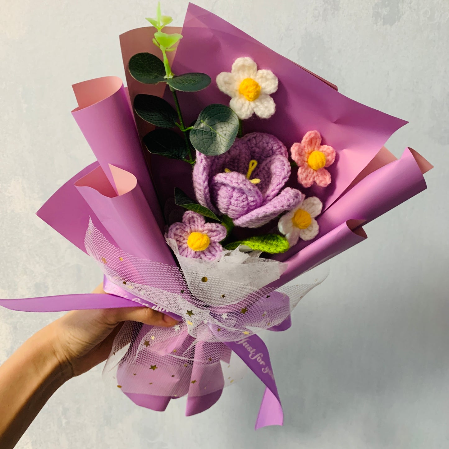 Crochet flowers, tulip flower ornaments, cute A bunch of flower Anniversary bouquet Gift for her