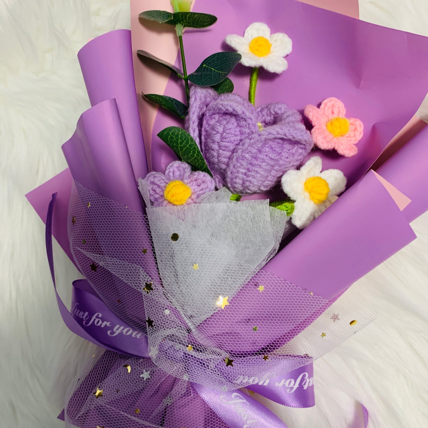 Crochet flowers, tulip flower ornaments, cute A bunch of flower Anniversary bouquet Gift for her