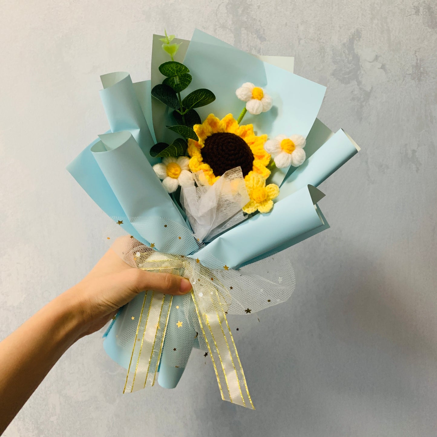 Crochet flowers, sunflower flower ornaments, cute A bunch of flower Anniversary bouquet Gift for her