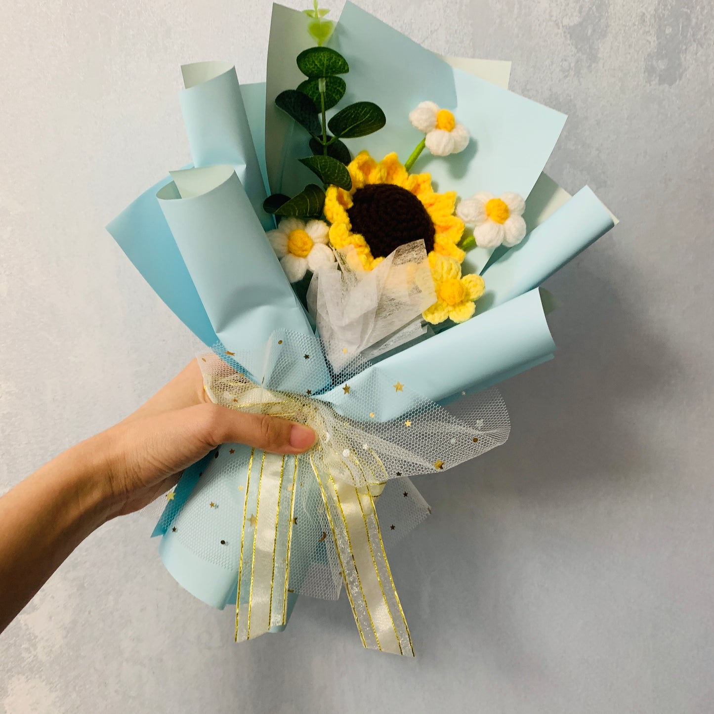 Crochet flowers, sunflower flower ornaments, cute A bunch of flower Anniversary bouquet Gift for her