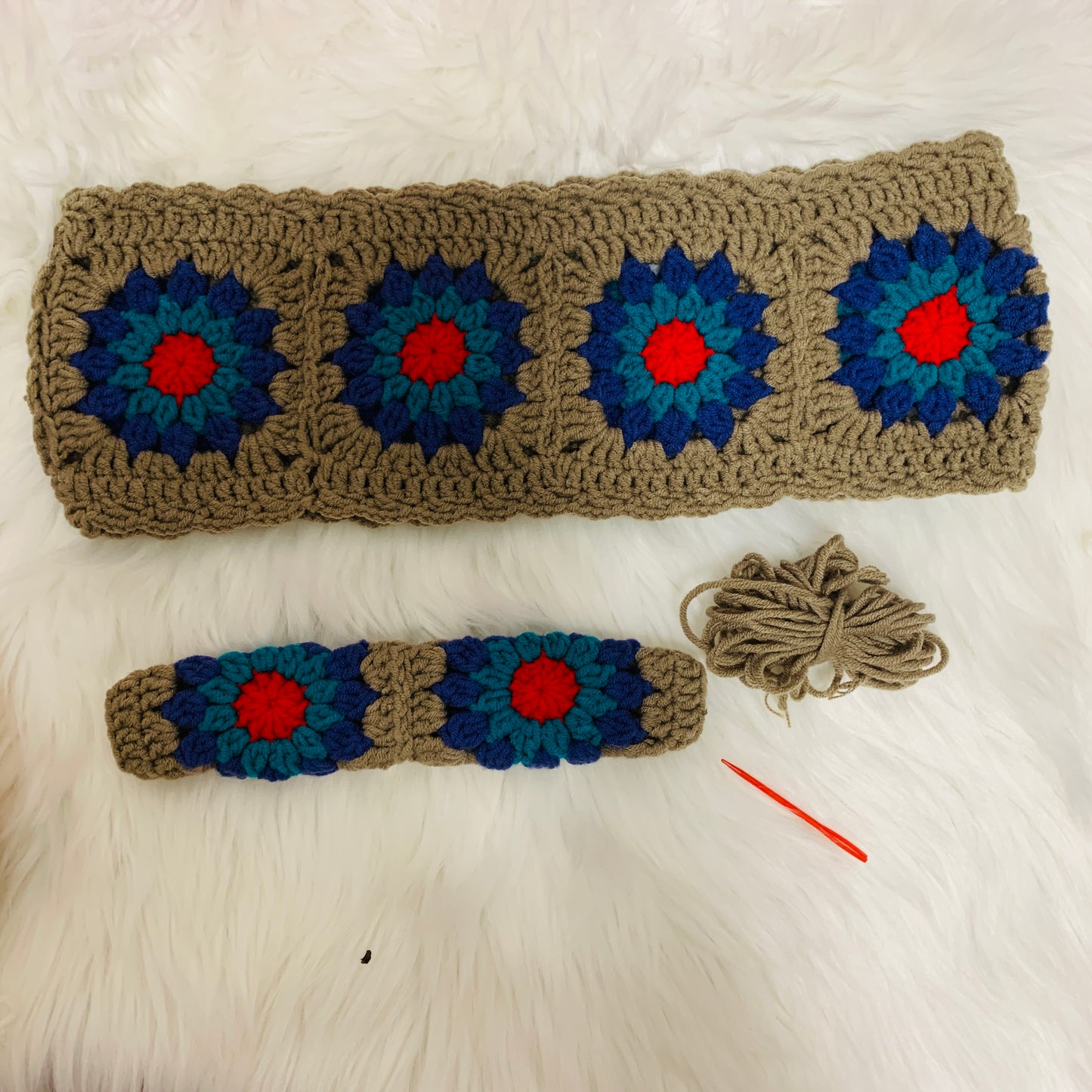 Crochet Steering Wheel Cover for women, cute rainbow flower seat belt Cover, Car Accessories decorations car Interior decor