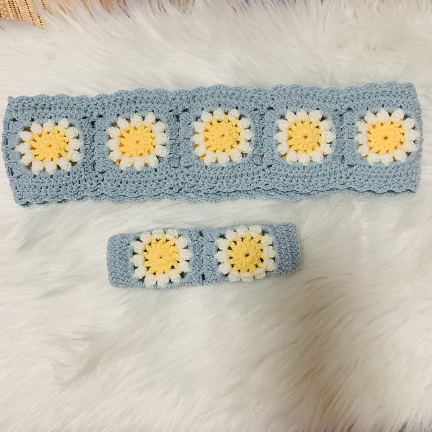 Crochet Steering Wheel Cover for women, cute Sunflower seat belt Cover, Car Accessories decorations