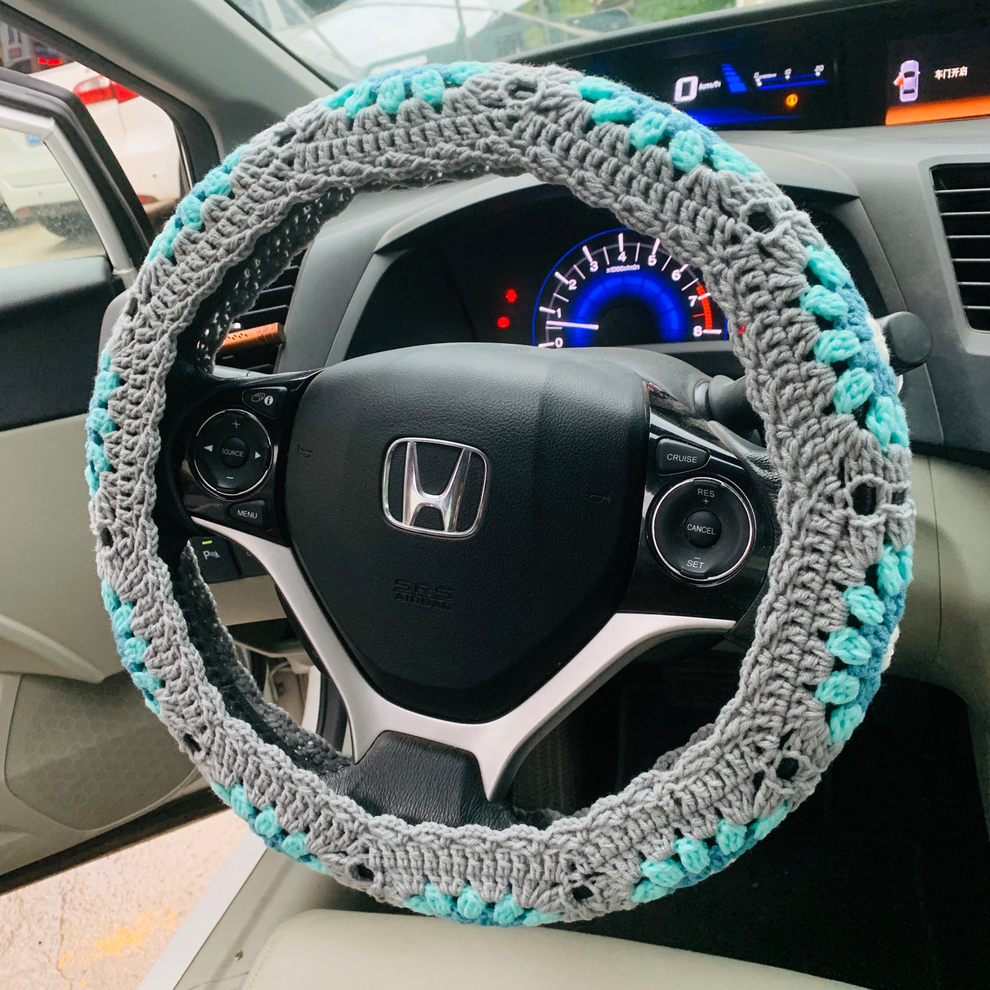 Crochet Steering Wheel Cover for women, cute daisy flower handmade seat belt Cover, Car interior Accessories decorations