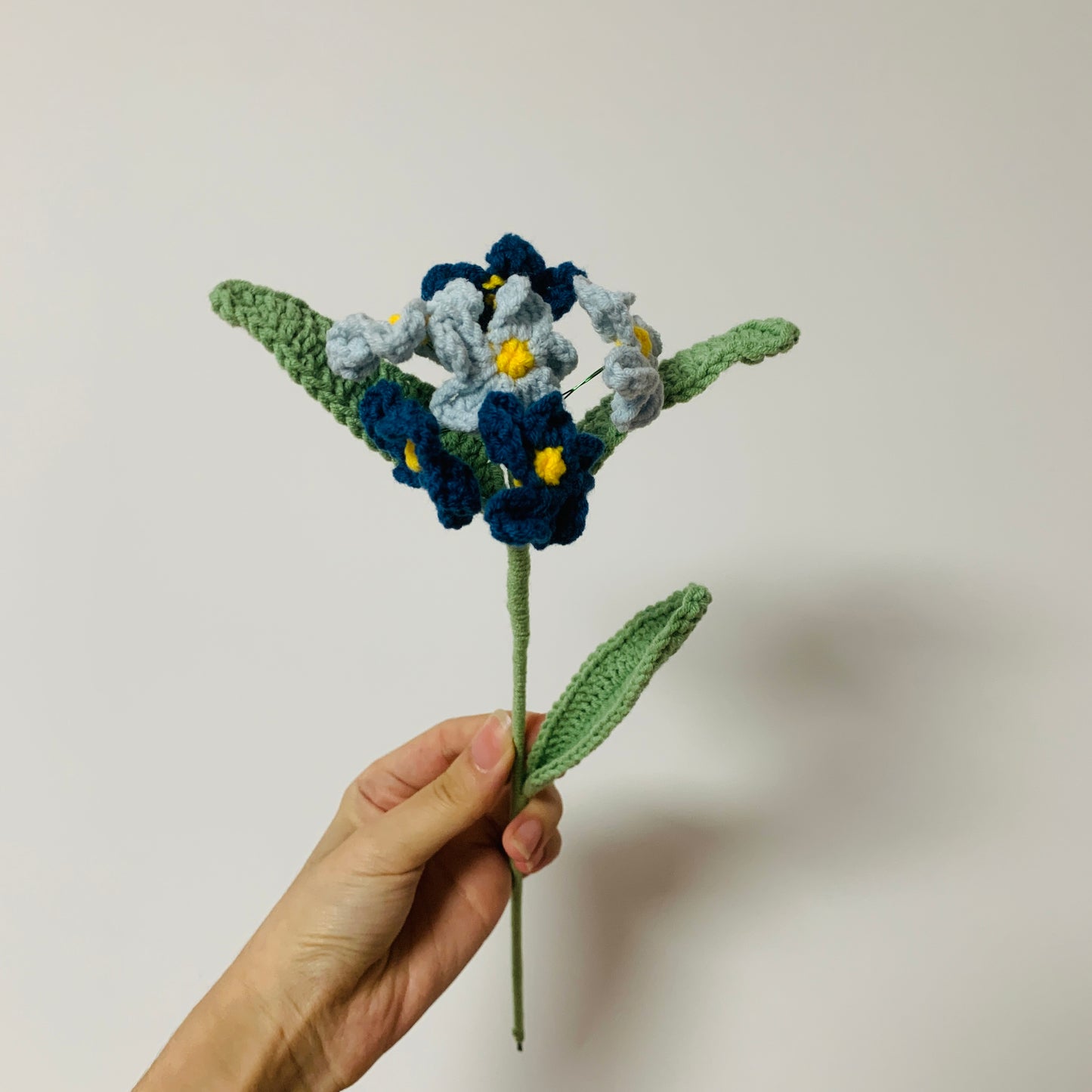 Crochet flowers, forget-me-not flower ornaments, A bunch of flower Anniversary bouquet Gift for her