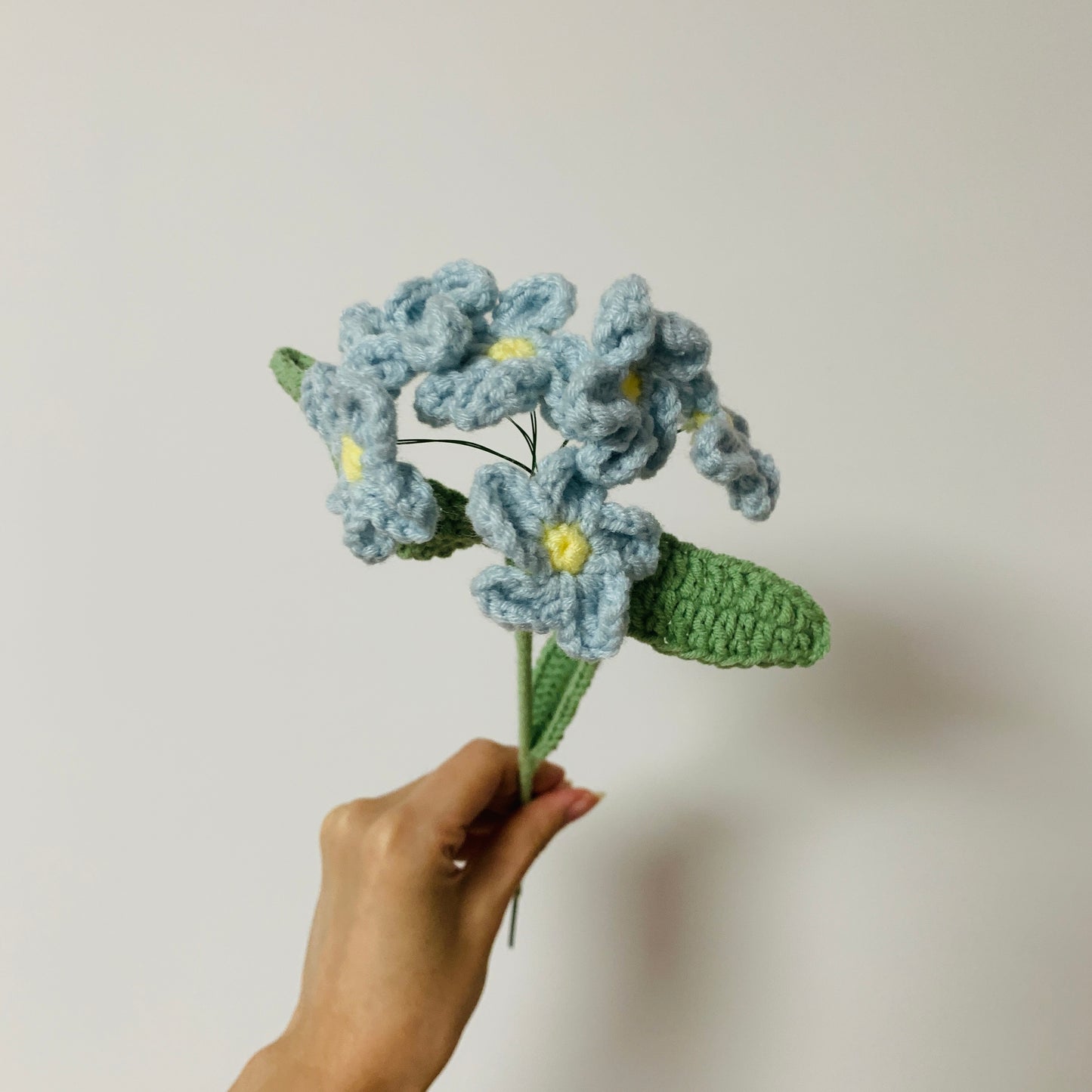 Crochet flowers, forget-me-not flower ornaments, A bunch of flower Anniversary bouquet Gift for her