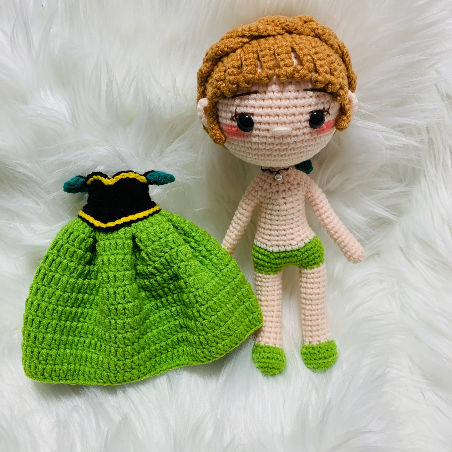 10 inches Crochet Elsa Anna Princess Doll, Handmade Disney Inspired ice Princess Amigurumi Doll Gift