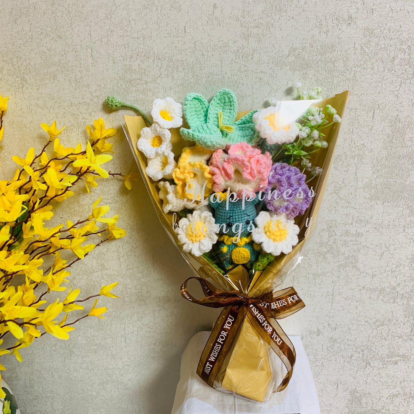 Crochet flowers animals dragon tulip Daisy Carnation ornaments cute A bunch of flower Anniversary bouquet Gift for her