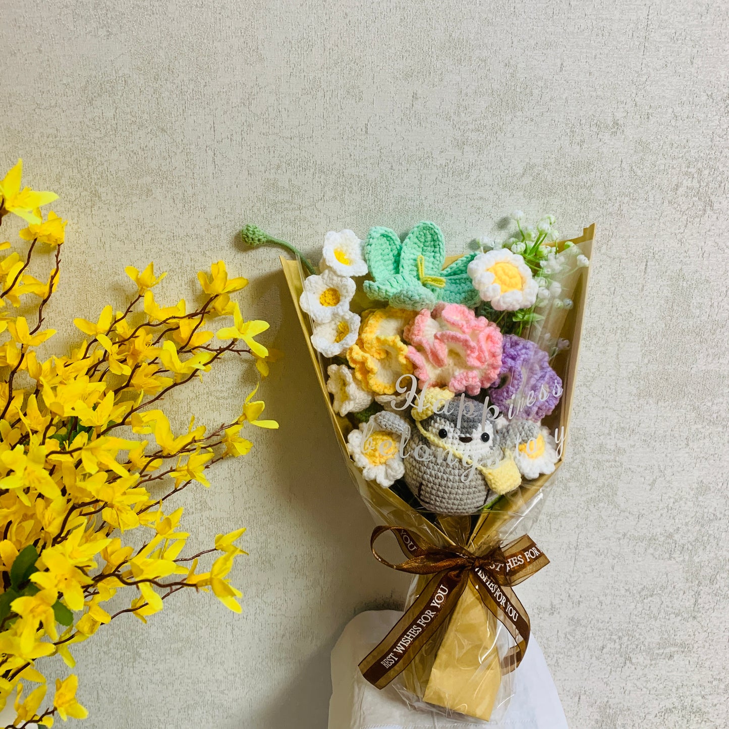 Crochet flowers penguin animals tulip Daisy Carnation ornaments cute A bunch of flower Anniversary bouquet Gift for her