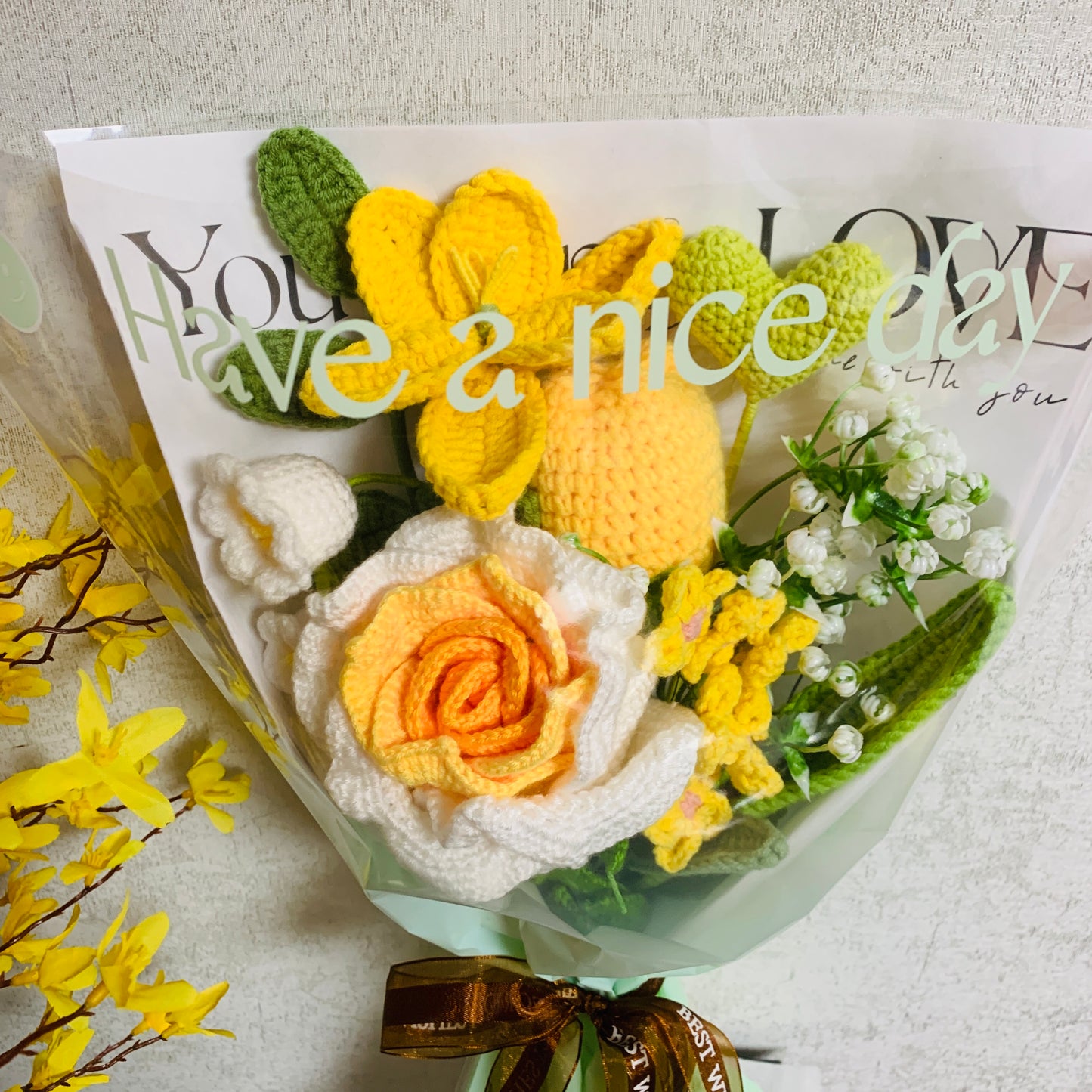 Crochet flowers, rose flower ornaments, cute A bunch of knitted flower Anniversary bouquet Gift for her flower ornaments