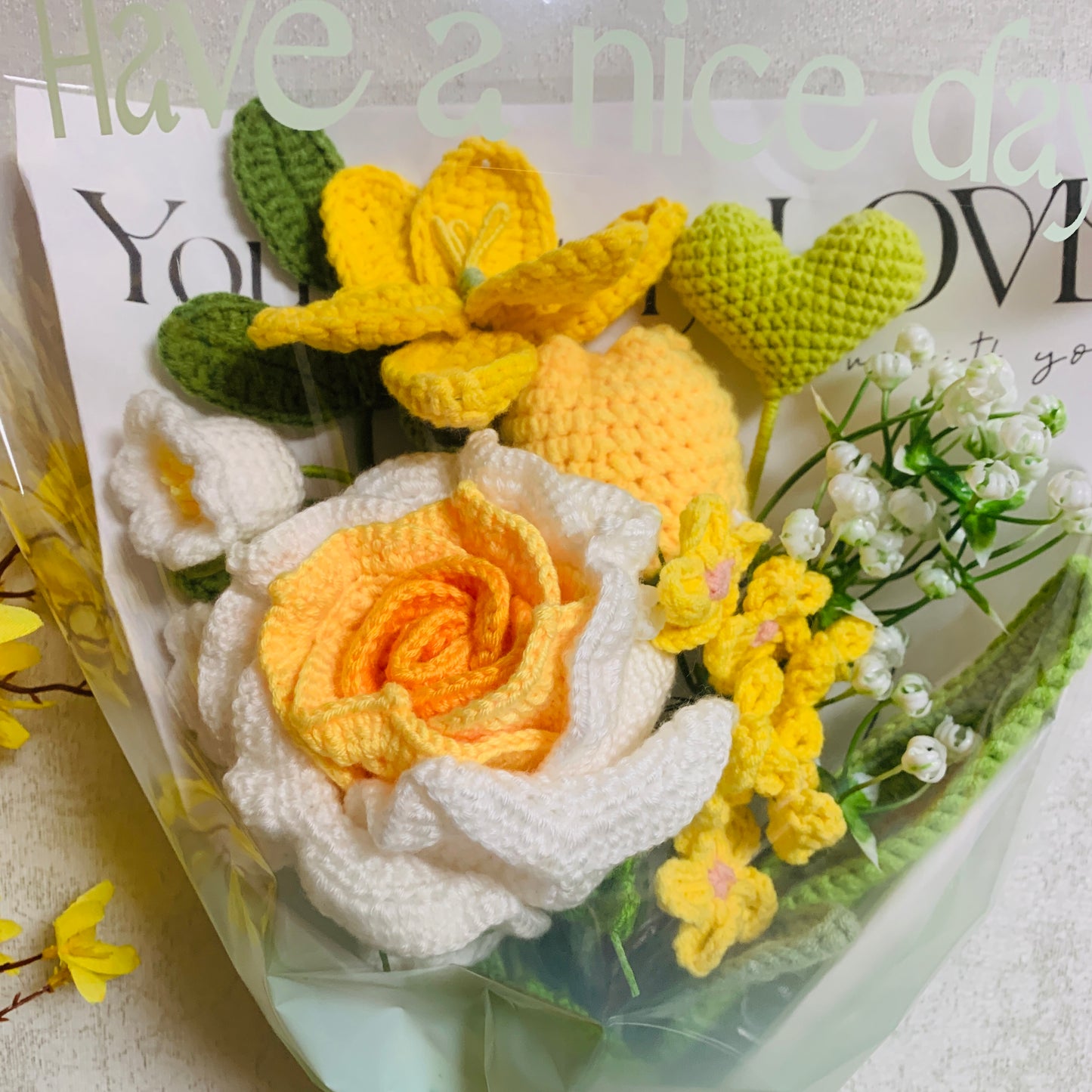 Crochet flowers, rose flower ornaments, cute A bunch of knitted flower Anniversary bouquet Gift for her flower ornaments