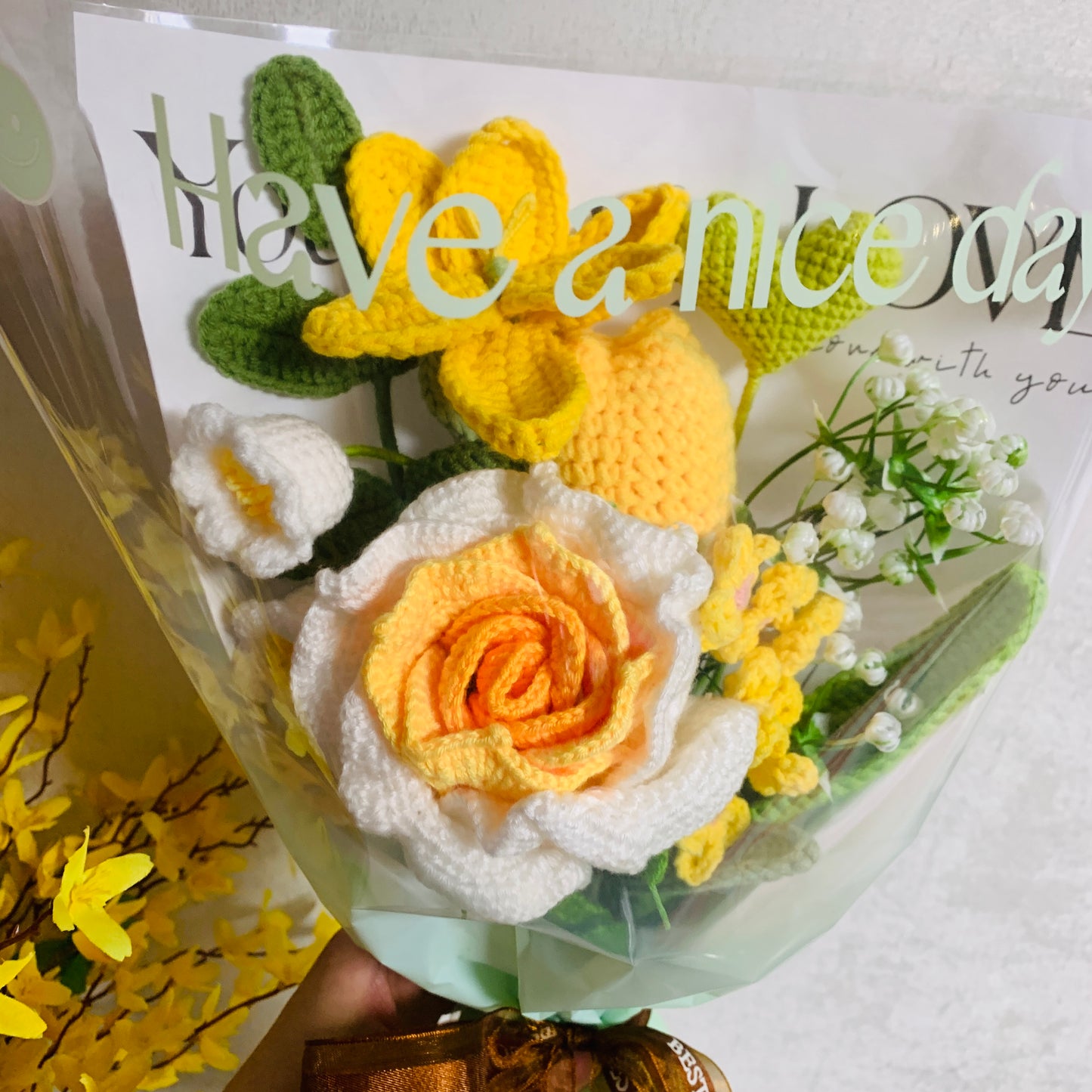 Crochet flowers, rose flower ornaments, cute A bunch of knitted flower Anniversary bouquet Gift for her flower ornaments