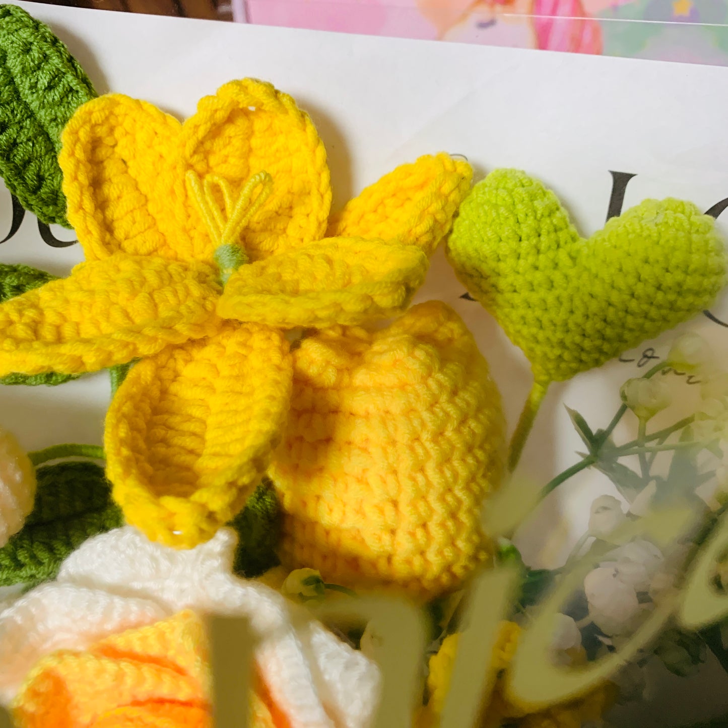 Crochet flowers, rose flower ornaments, cute A bunch of knitted flower Anniversary bouquet Gift for her flower ornaments