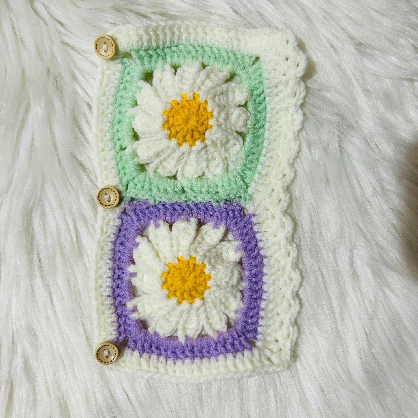 Steering Wheel Cover for women, Crochet cute colorful daisy flower seat belt Cover, Car Accessories decorations