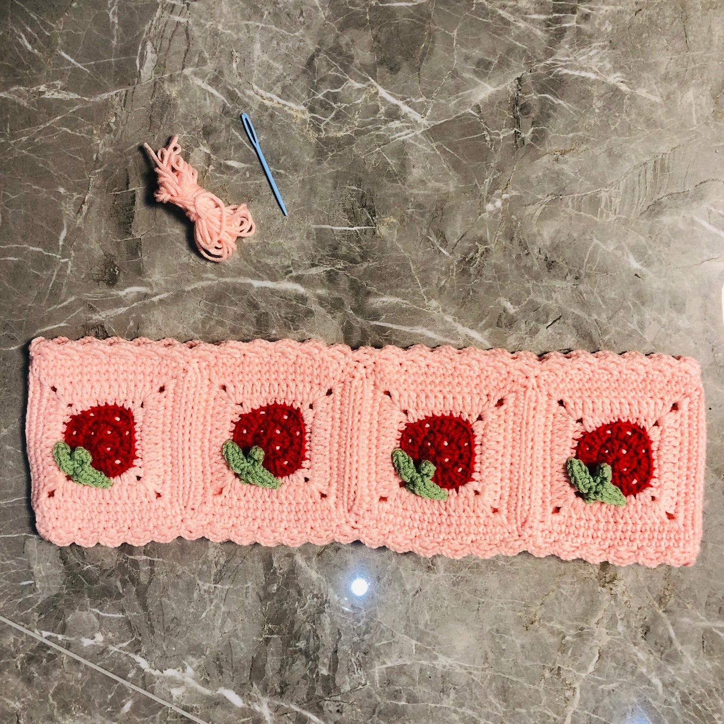 Steering Wheel Cover for women, Crochet cute kawaii Strawberry flower seat belt Cover, Car Accessories decorations