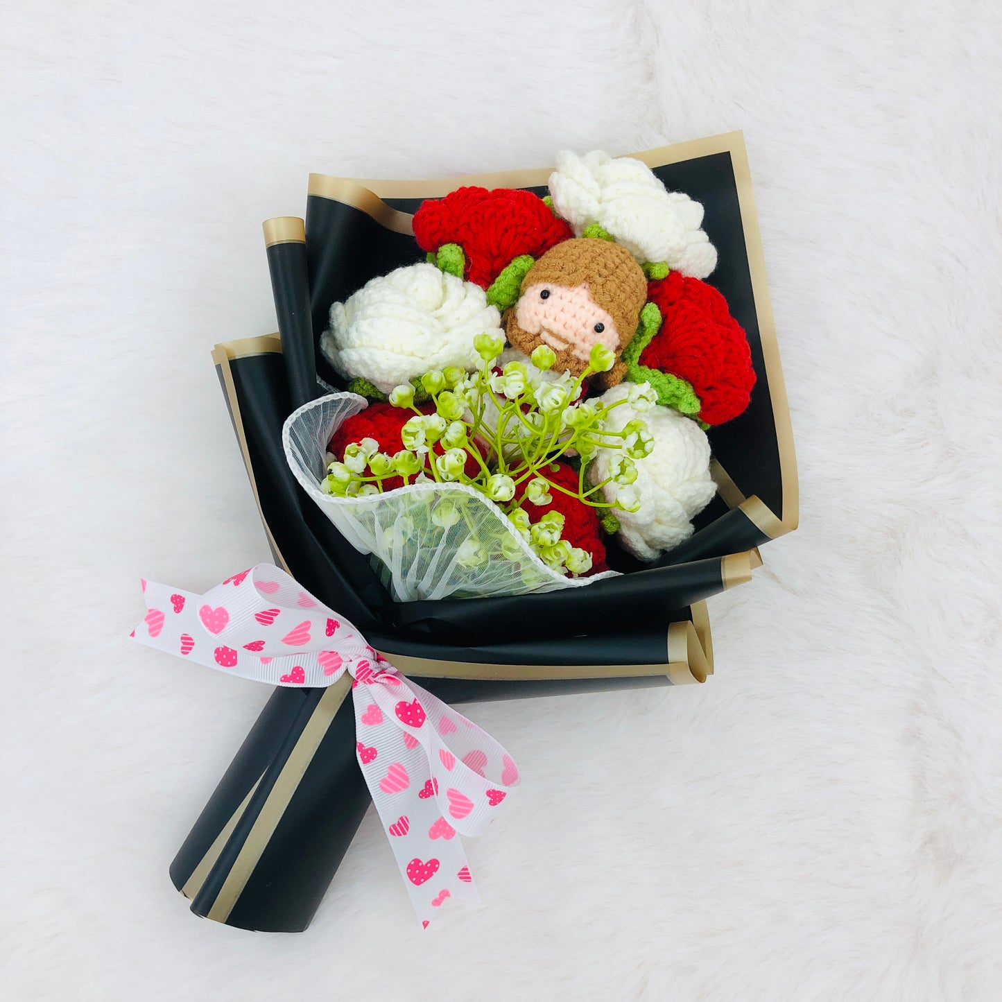 Handmade Crochet Jesus Rose Bouquet, Jesus Christmas Mother's Day Gift, Fake Flower Arrangement, Party Decoration, Halloween Thanksgiving