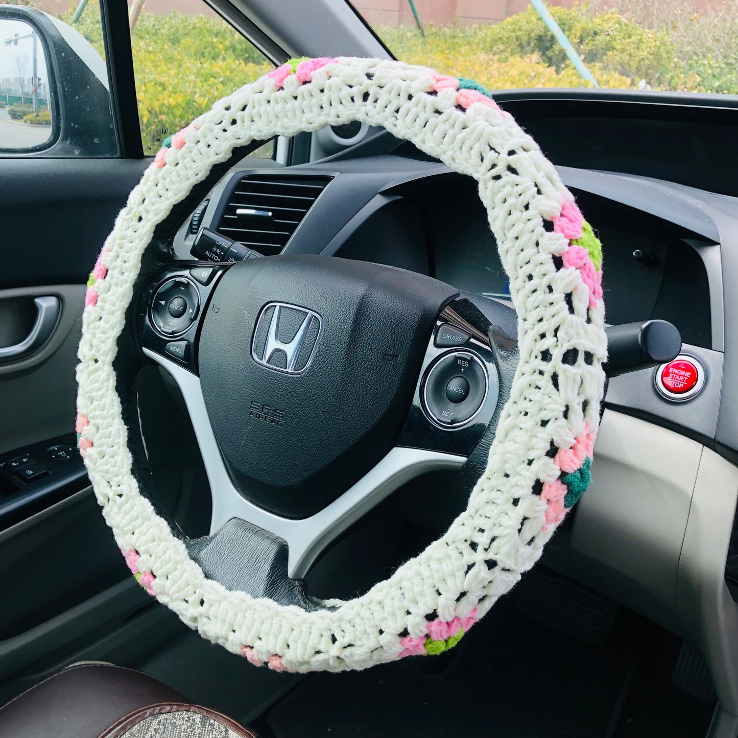 Steering Wheel Cover for women, CrochetGranny square seat belt Cover, Car Accessories decorations