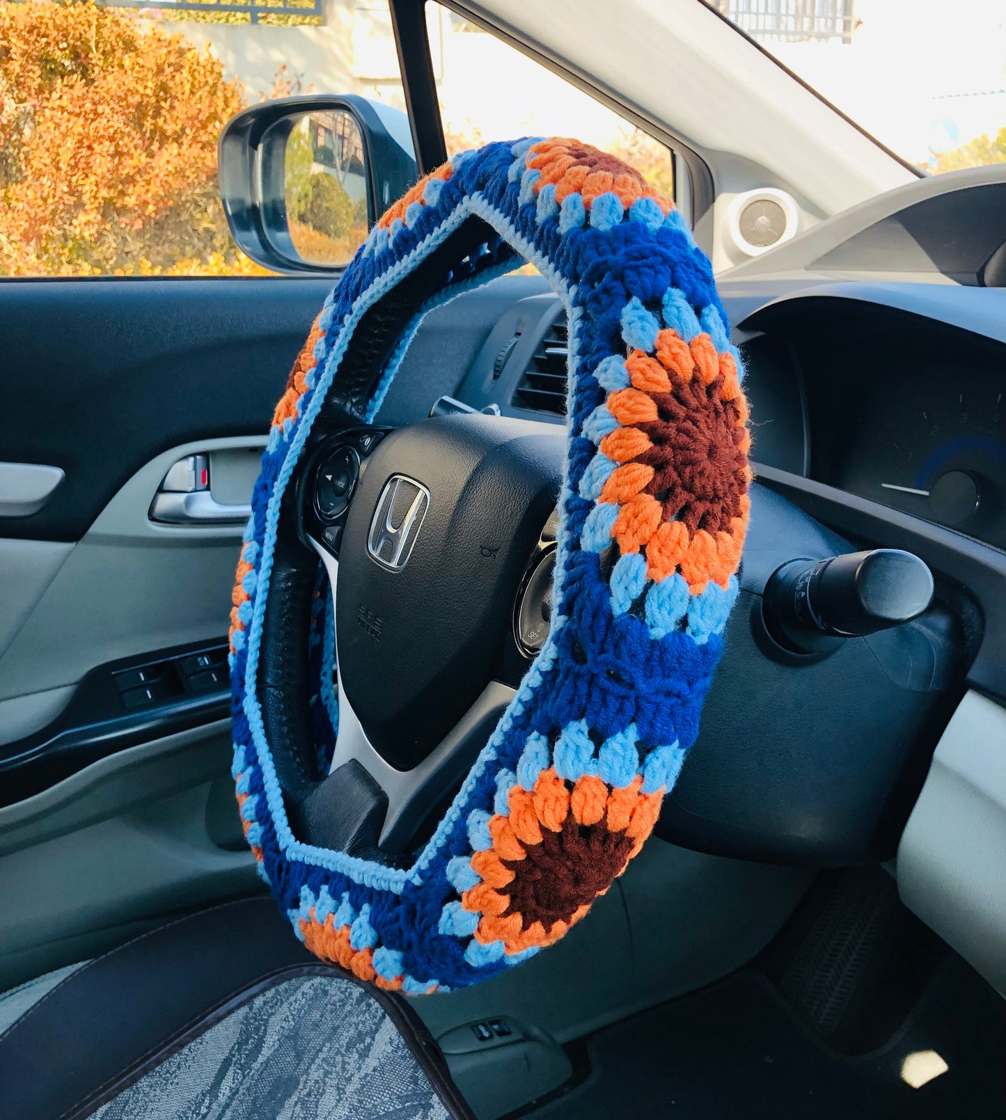 Steering Wheel Cover for women, Crochet cute flower seat belt Cover, Car Accessories decorations