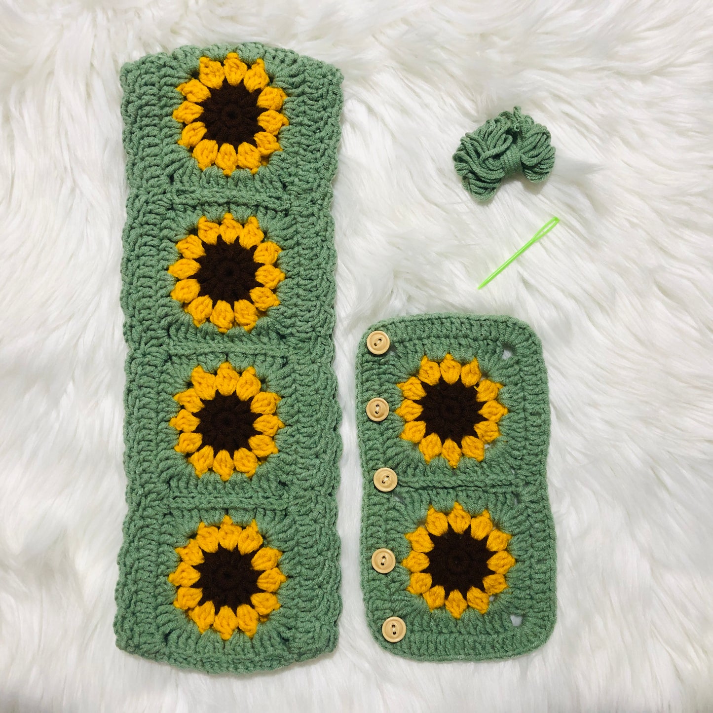 Steering Wheel Cover for women, Crochet sunflower seat belt Cover, Car Accessories decorations