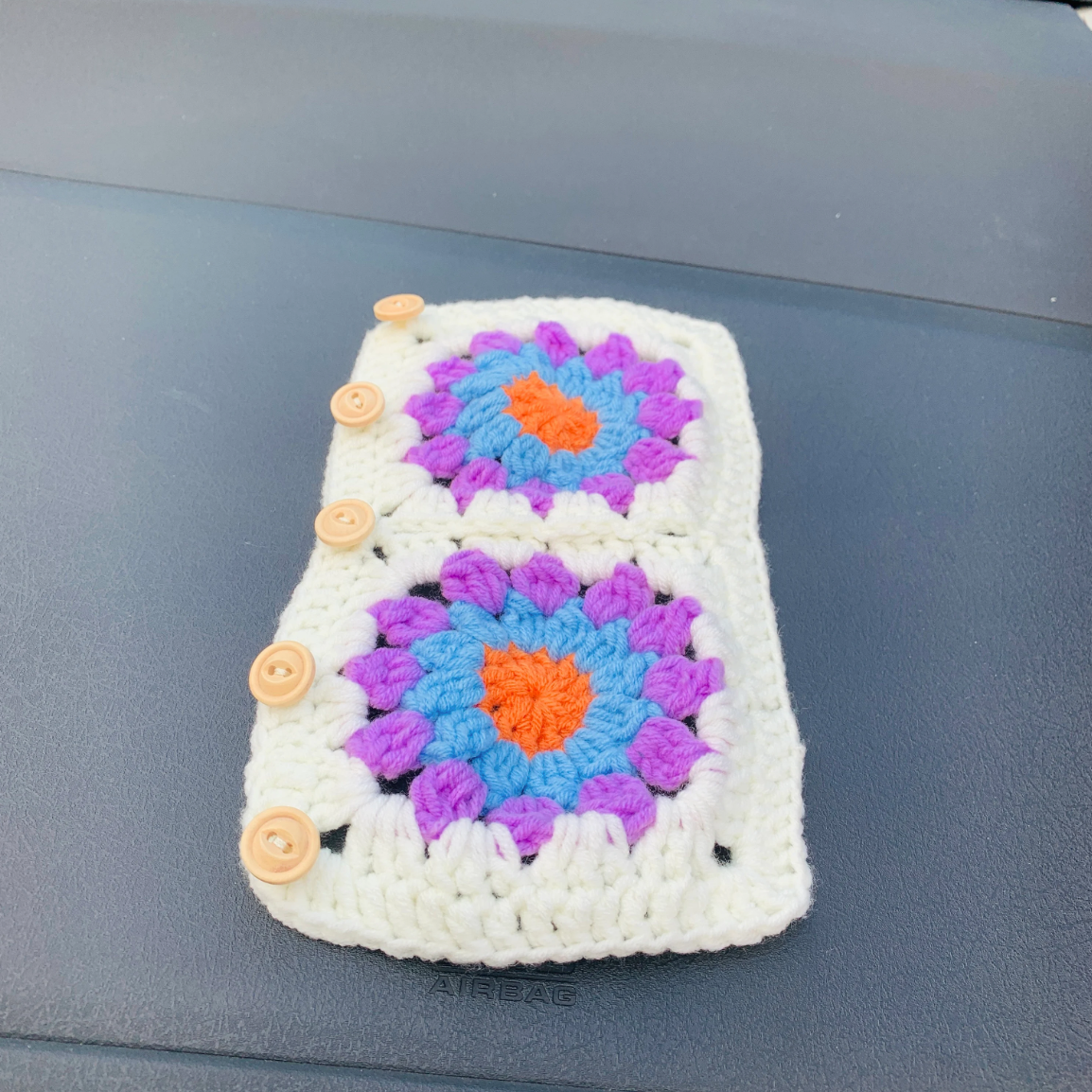 Crochet  handmade Steering Wheel Cover for women, cute daisy flower seat belt Cover, Car interior Accessories decorations