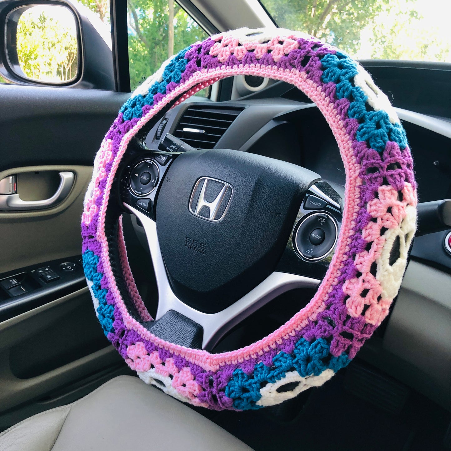 Steering Wheel Cover for women, Crochet Mysterious Skeleton seat belt Cover, Car Accessories decorations