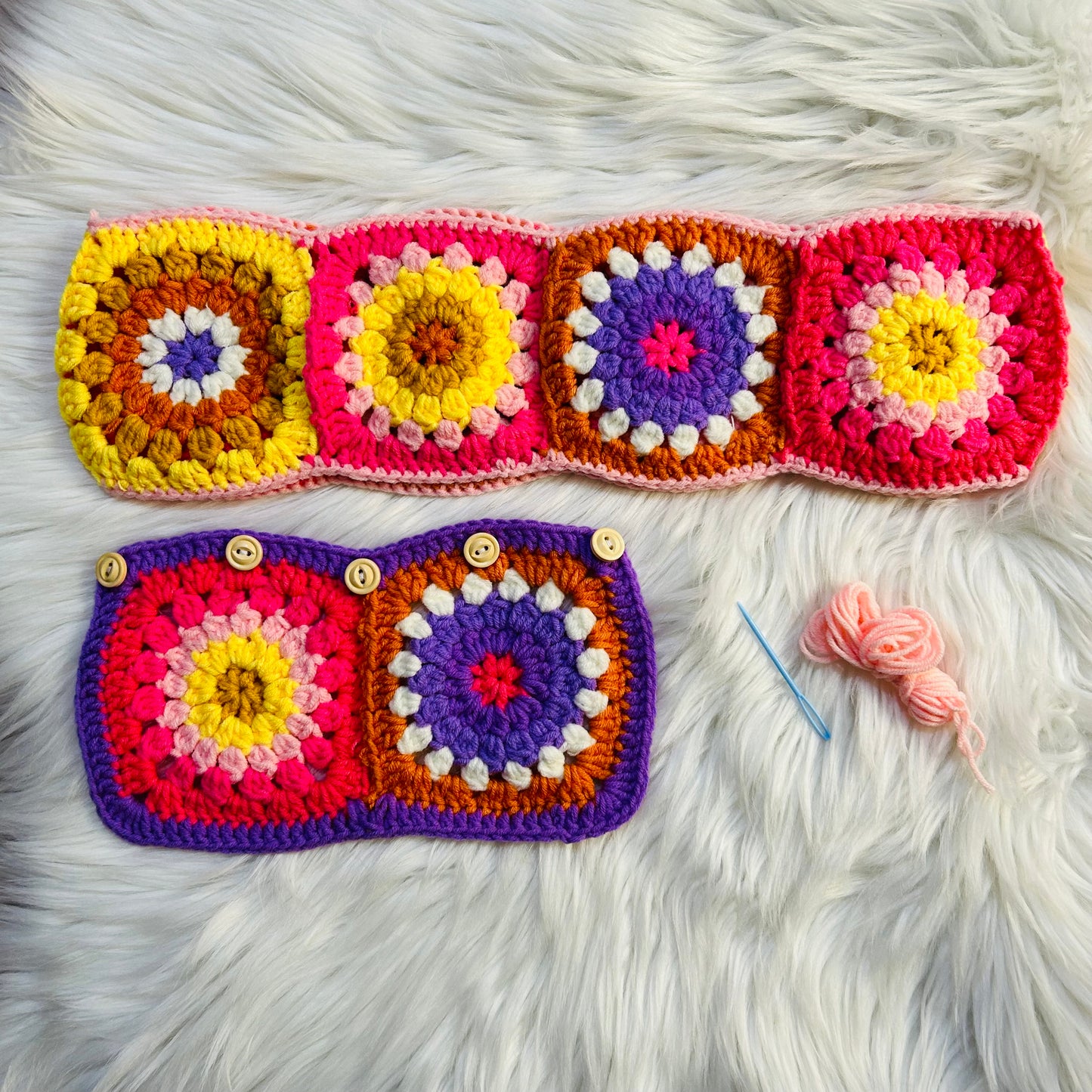 Steering Wheel Cover for women, Crochet Colorful flower seat belt Cover, Car Accessories decorations