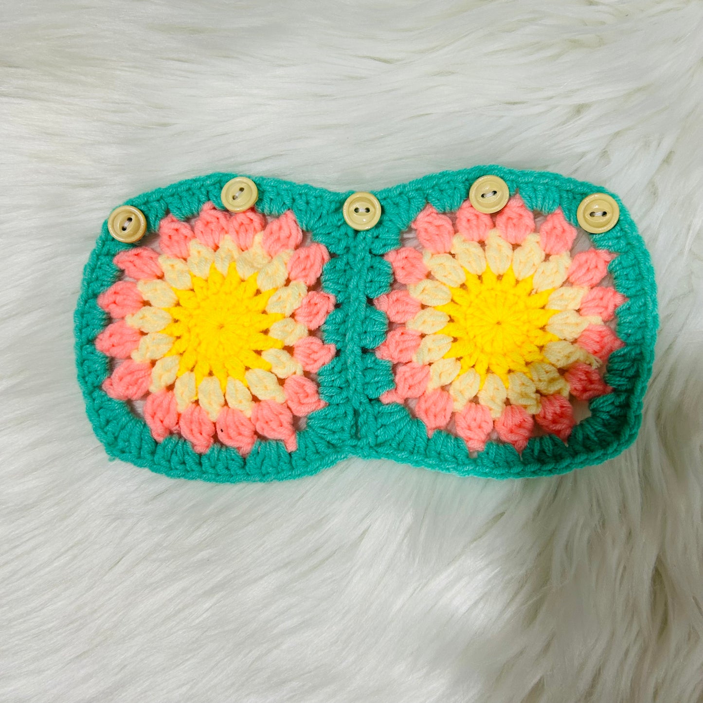 Steering Wheel Cover for women, Crochet Green pink flower seat belt Cover, Car Accessories decorations