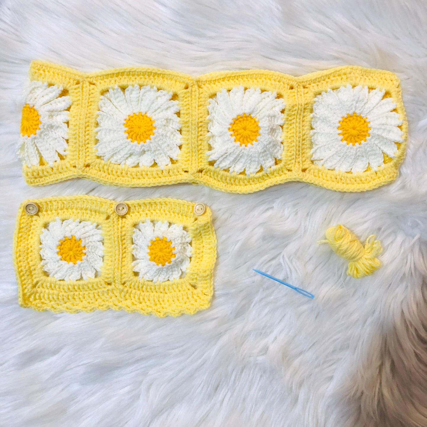 Steering Wheel Cover for women, Crochet yellow daisy flower seat belt Cover, Car Accessories decorations