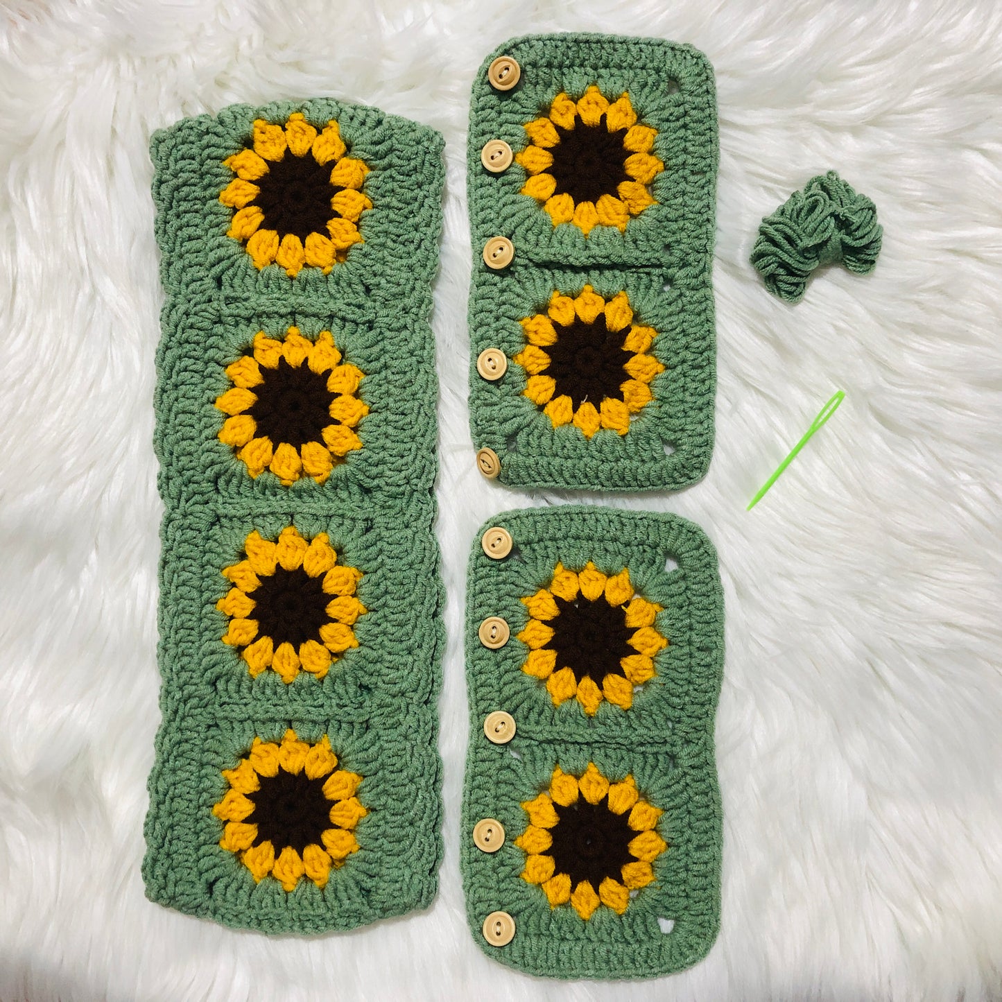 Steering Wheel Cover for women, Crochet sunflower seat belt Cover, Car Accessories decorations