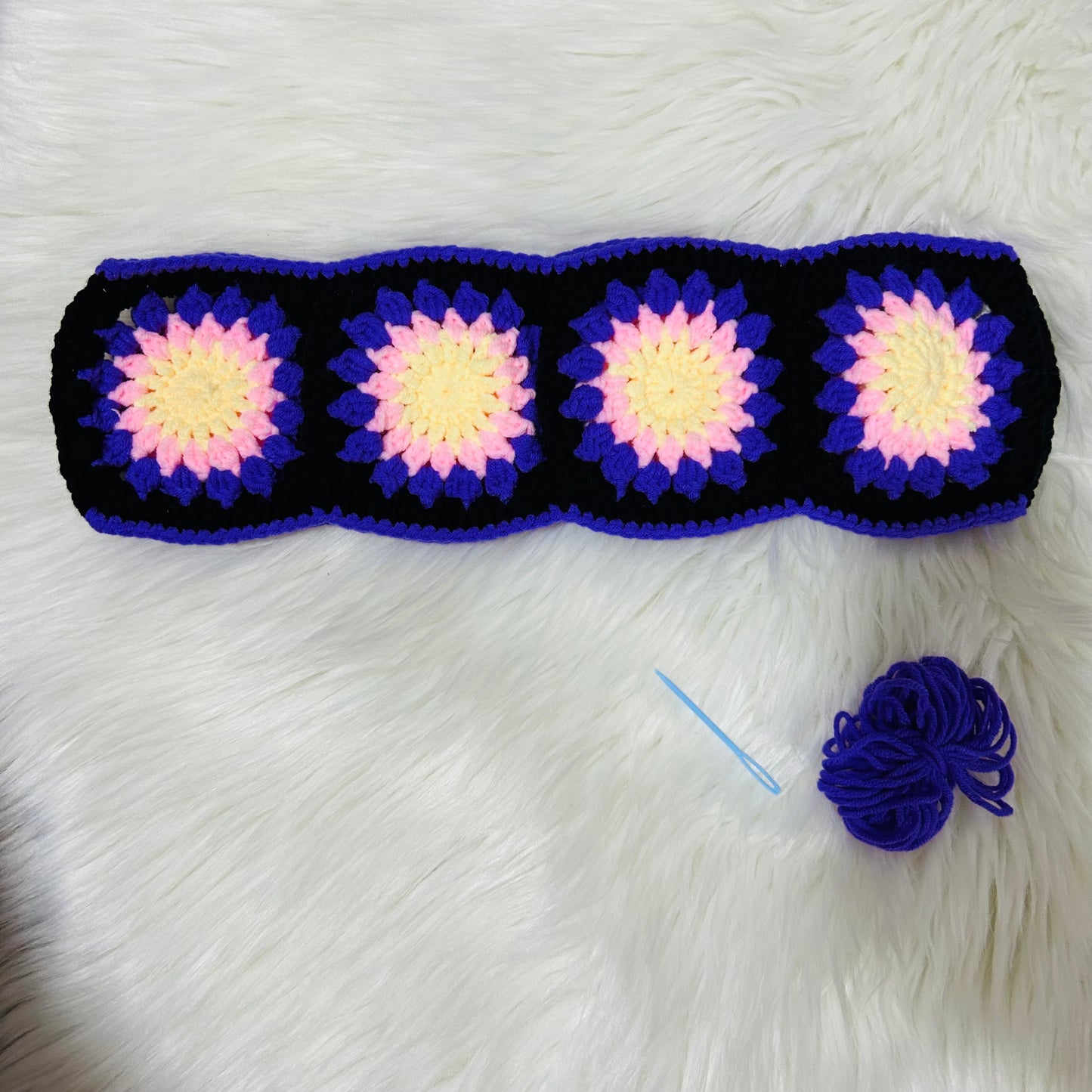 Steering Wheel Cover for women, Crochet Purple flower seat belt Cover, Car Accessories decorations