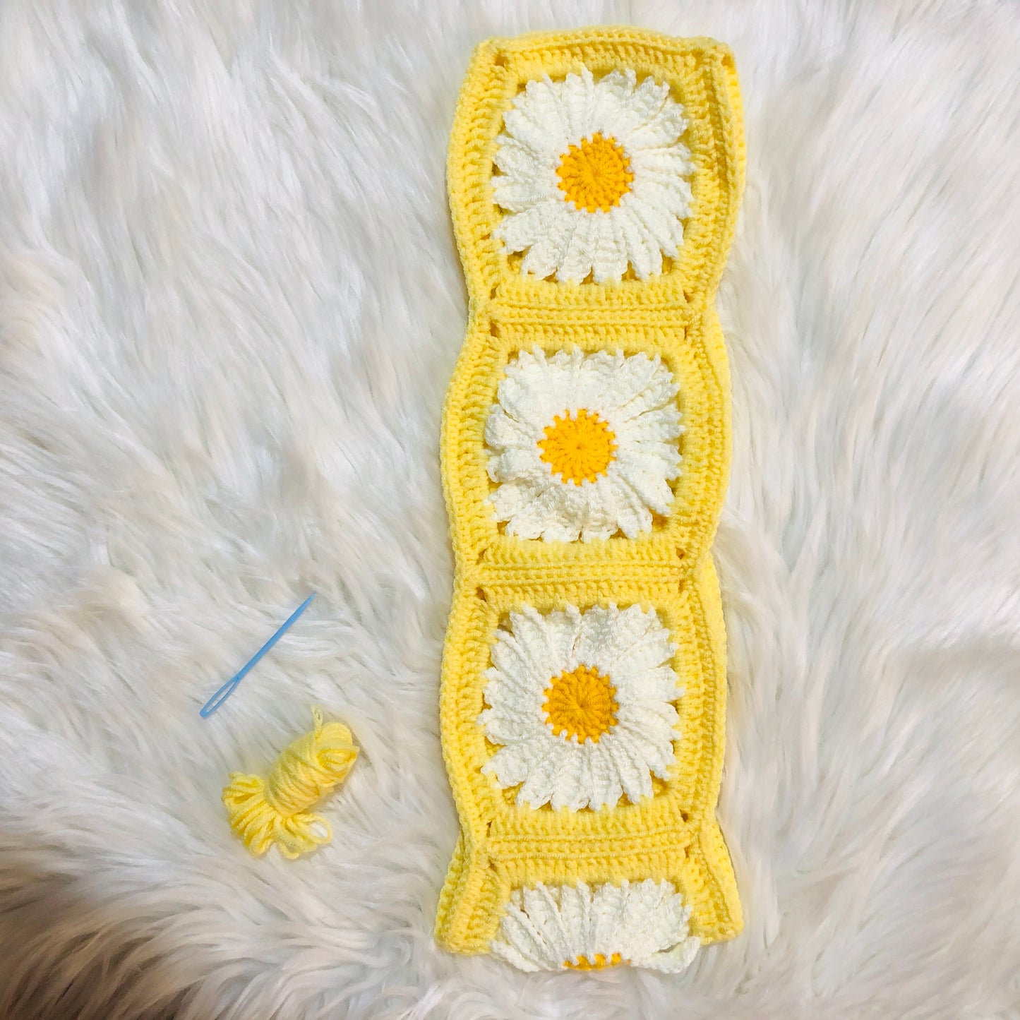 Steering Wheel Cover for women, Crochet yellow daisy flower seat belt Cover, Car Accessories decorations