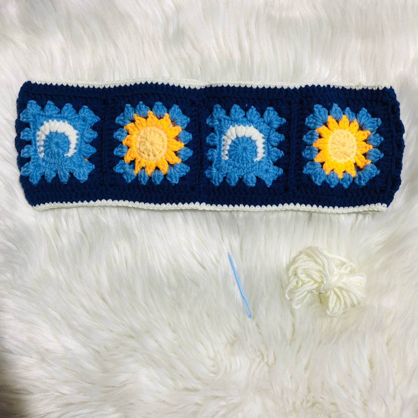 Steering Wheel Cover for women, Crochet star moon flower seat belt Cover, Car Accessories decorations