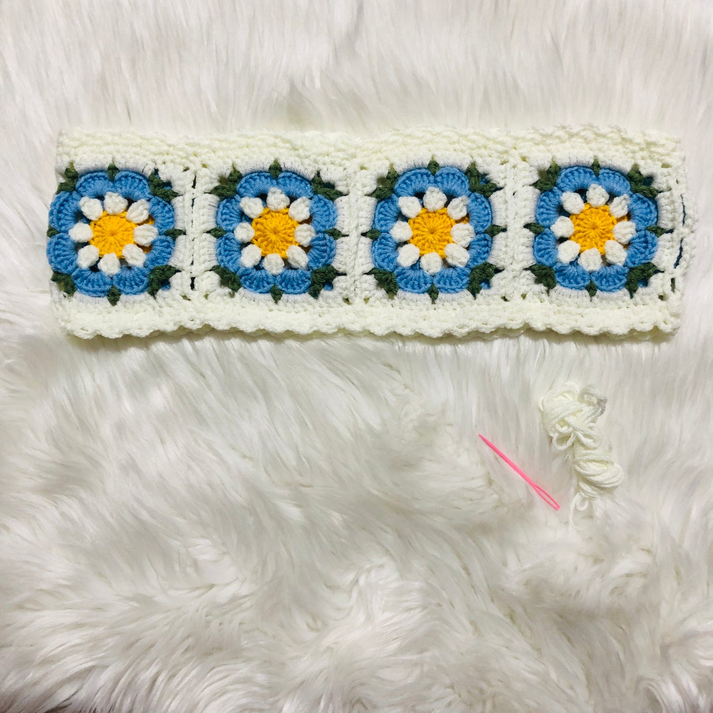 Steering Wheel Cover for women, Crochet cute flower seat belt Cover, Car Accessories decorations