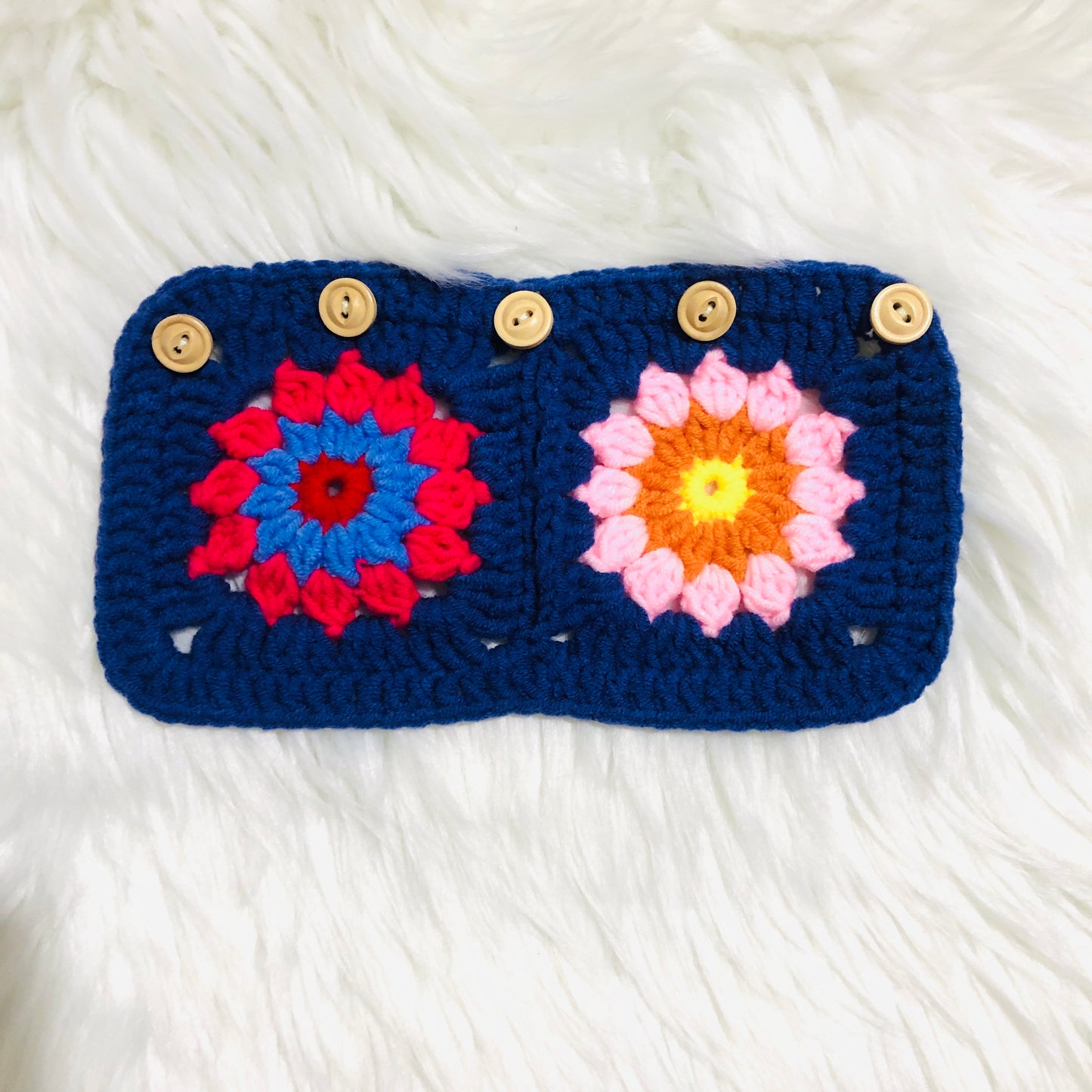 Steering Wheel Cover for women, Crochet Blue flower seat belt Cover, Car Accessories decorations