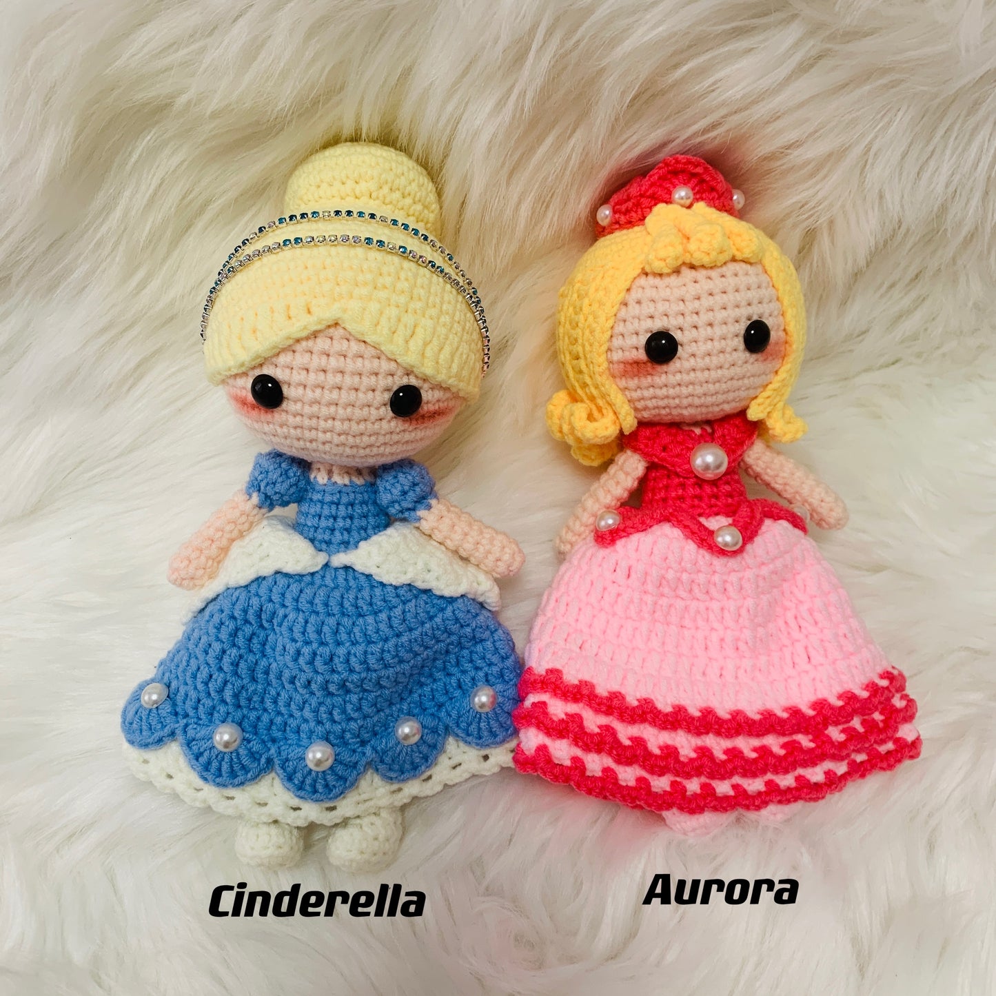 Finished item Crochet Princess Doll, Disney Inspired Amigurumi Doll Snow White Mulan Cinderella Aurora Ariel Belle Tiana Rapunzel Anna Elsa