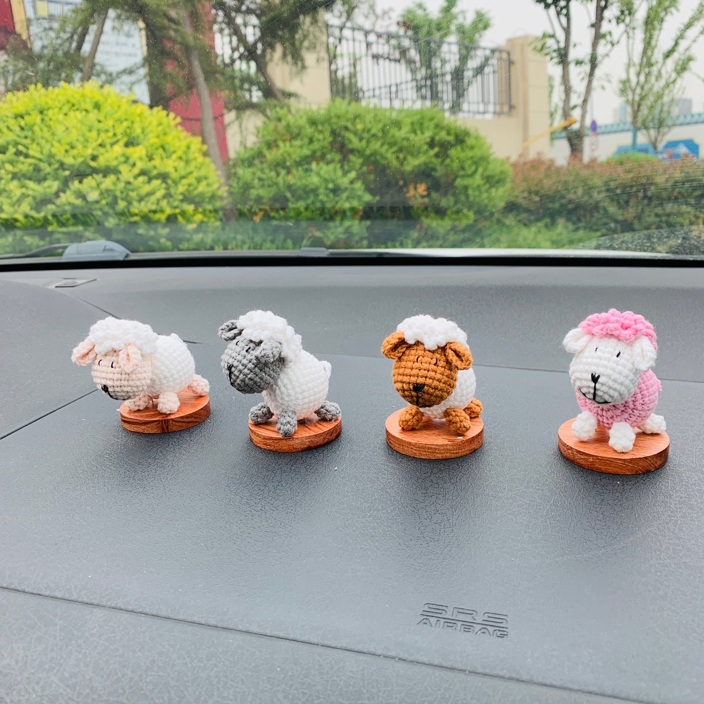 Handmade crochet Cute Sheep Car Accessories, sunflower car Dashboard Decor for women