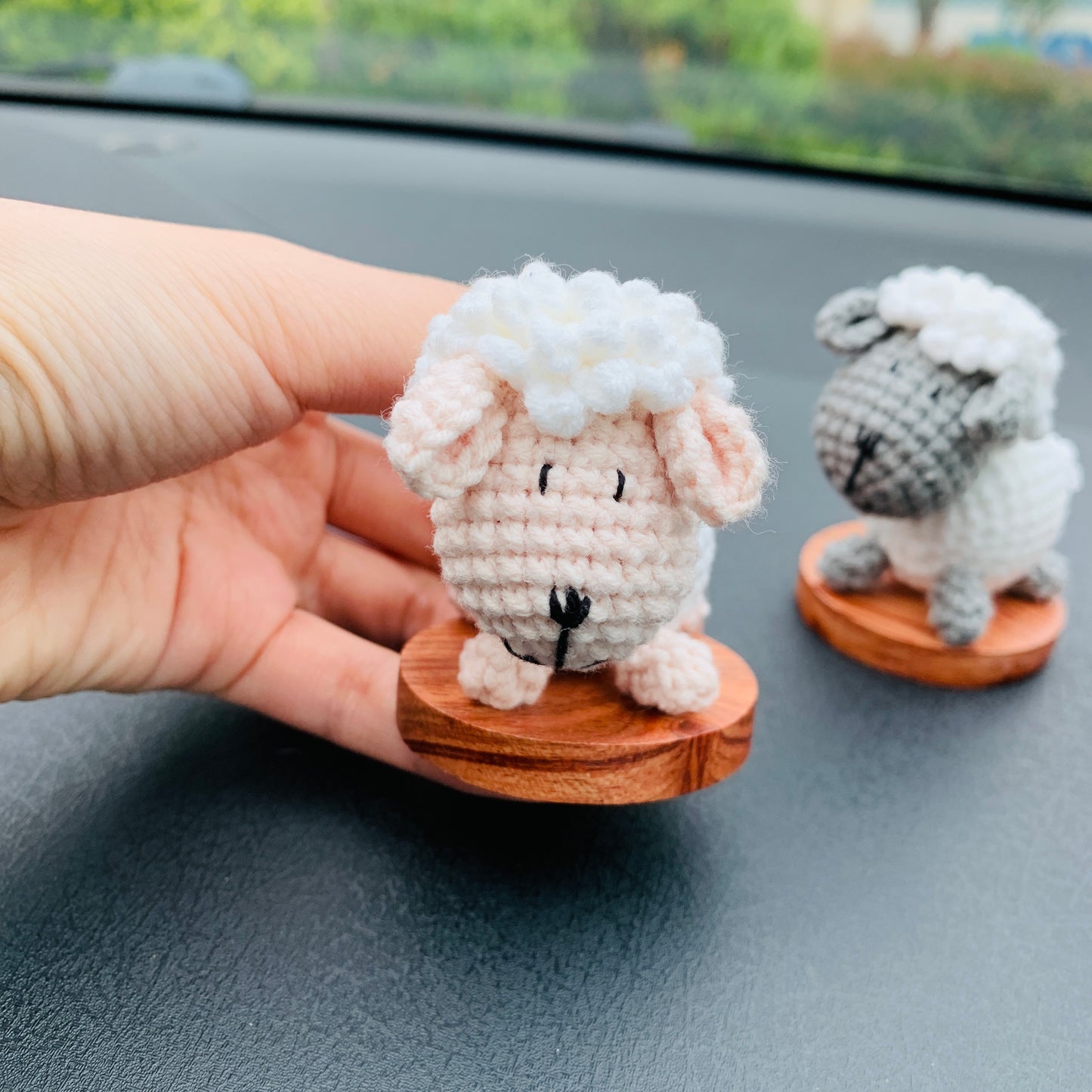 Handmade crochet Cute Sheep Car Accessories, sunflower car Dashboard Decor for women