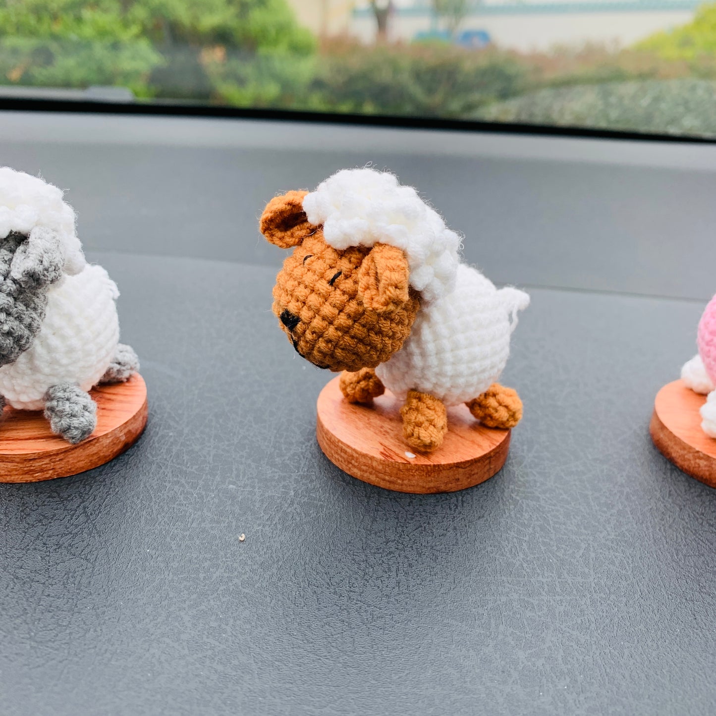 Handmade crochet Cute Sheep Car Accessories, sunflower car Dashboard Decor for women