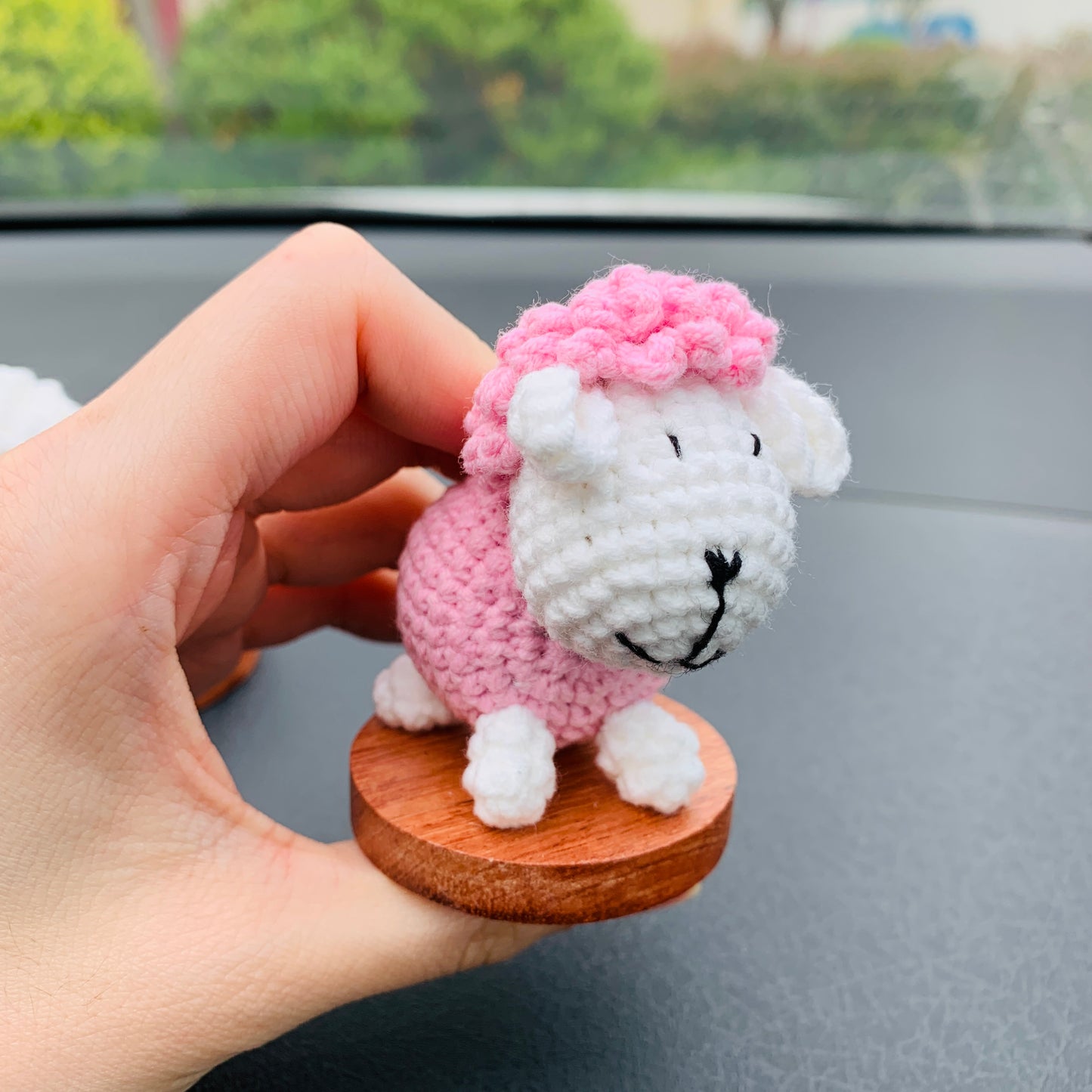 Handmade crochet Cute Sheep Car Accessories, sunflower car Dashboard Decor for women