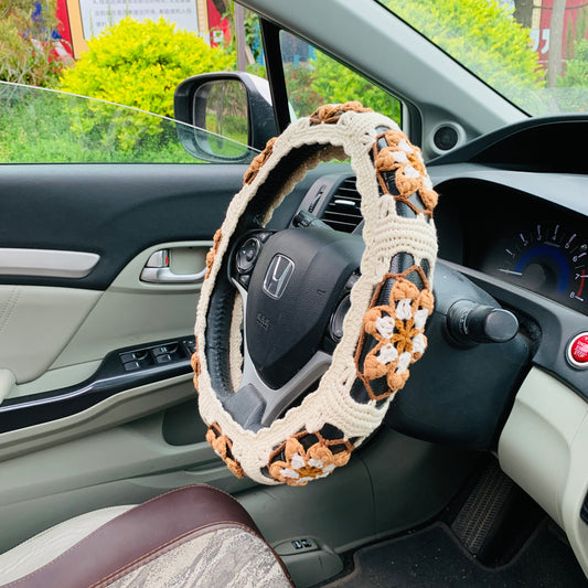 Steering Wheel Cover for women, Crochet Car interior decor Car Accessories decorations cute car gift