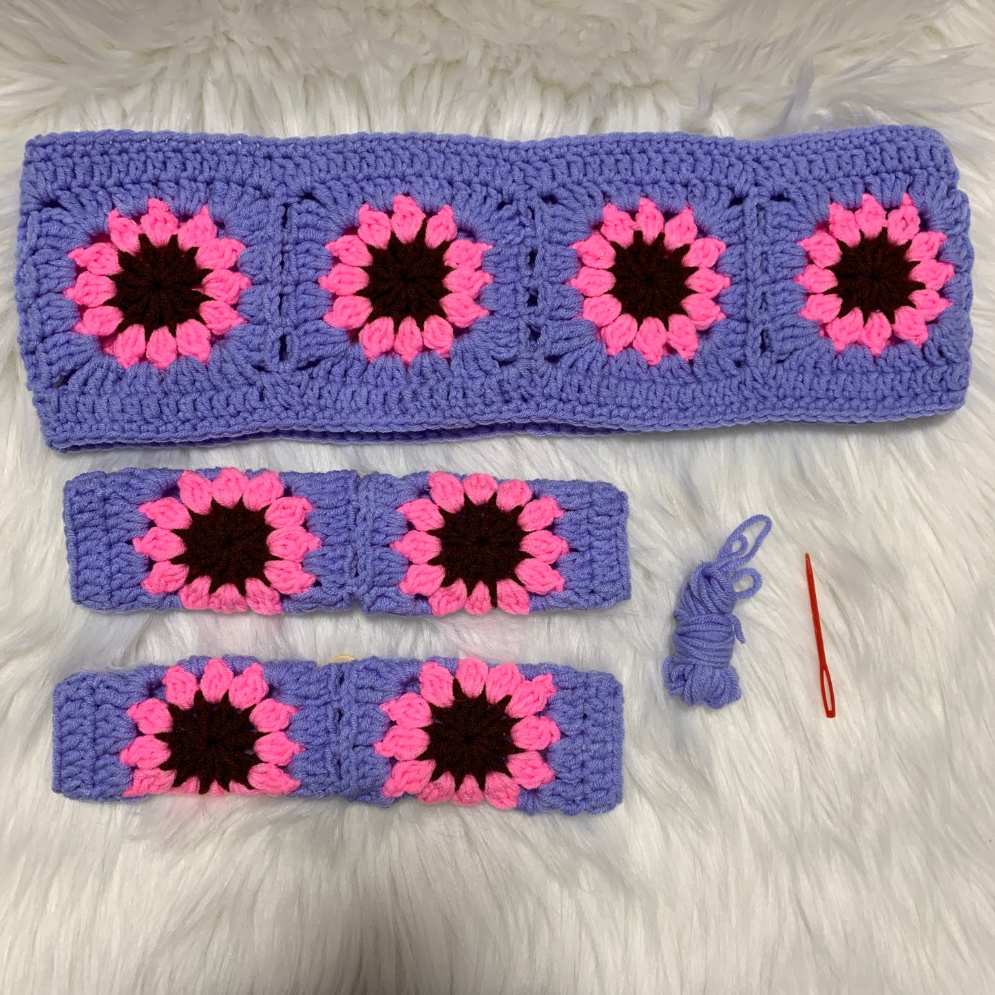 Steering Wheel Cover for women, Crochet flower seat belt Cover, Car Accessories decorations