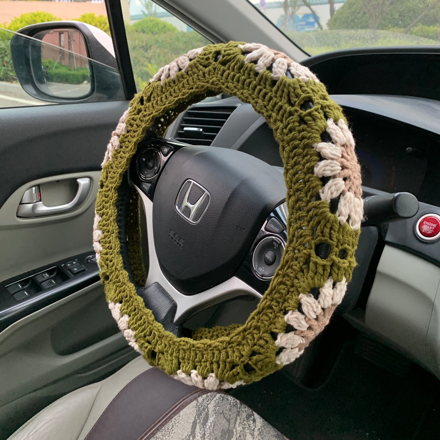 Handmade Steering Wheel Cover for women, Crochet flower seat belt Cover, Car interior Accessories decorations