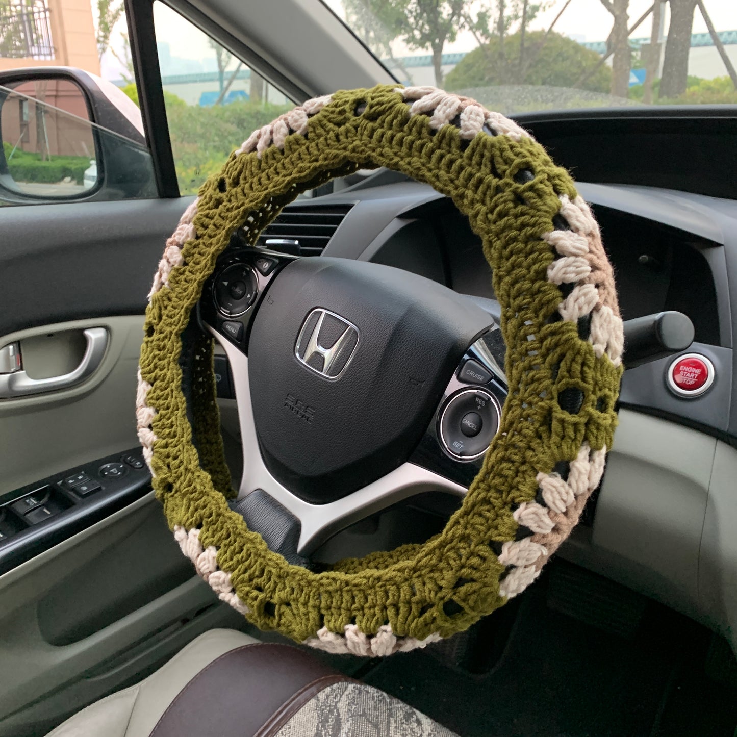 Handmade Steering Wheel Cover for women, Crochet flower seat belt Cover, Car interior Accessories decorations