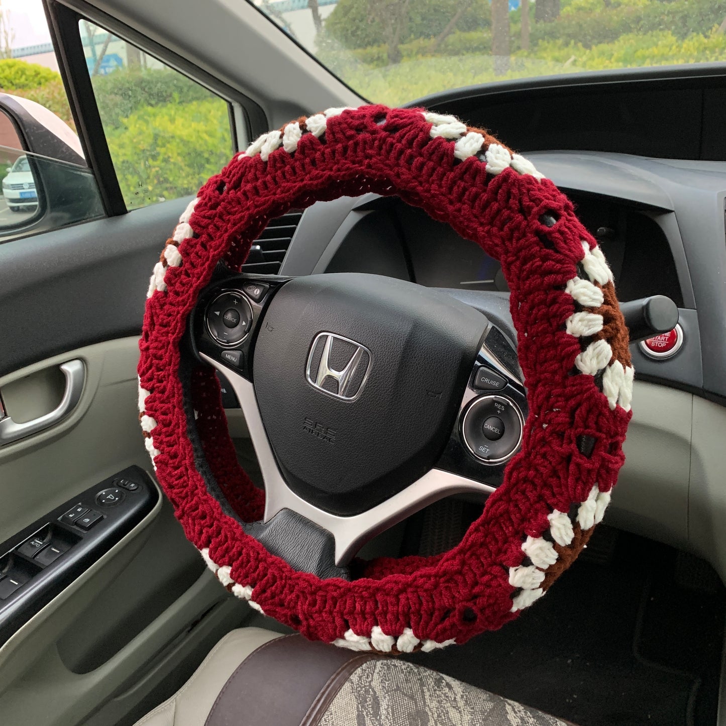 Steering Wheel Cover for women, Handmade Crochet cute daisy flower seat belt Cover, Car interior Accessories decorations